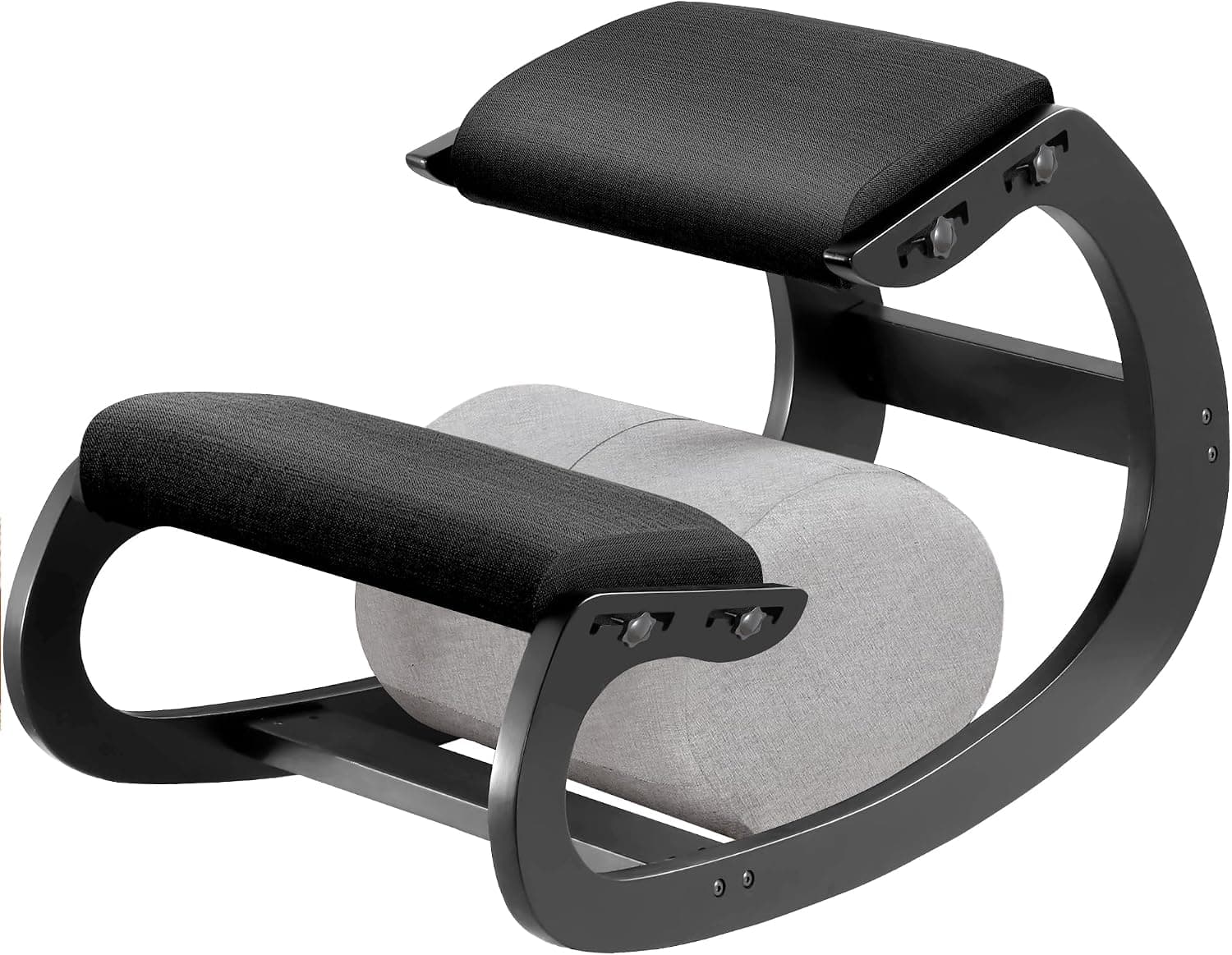 Adjustable Kneeling Chair, Wooden Ergonomic Knee Posture Chair with Angled Seat for Home/Office, Cylindrical Black