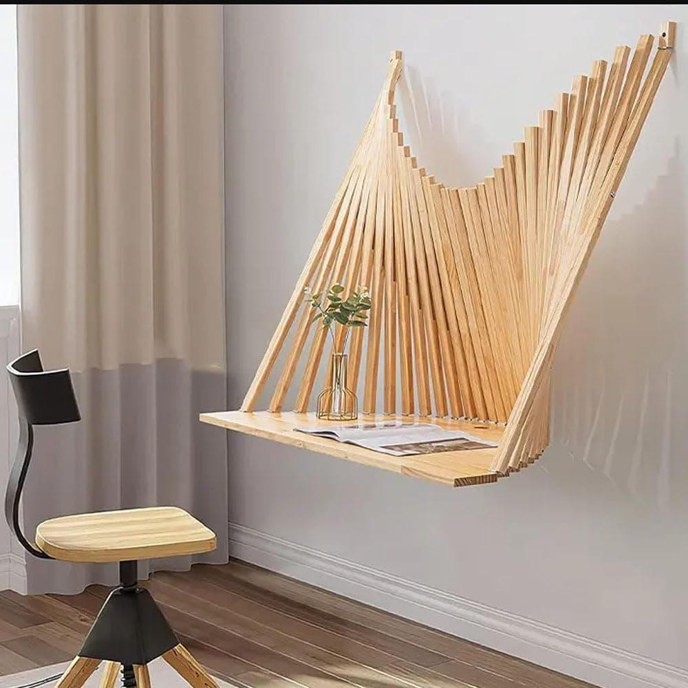 Wall Mounted Drop-Leaf Table, Fold Down Floating Laptop Desk, Wood