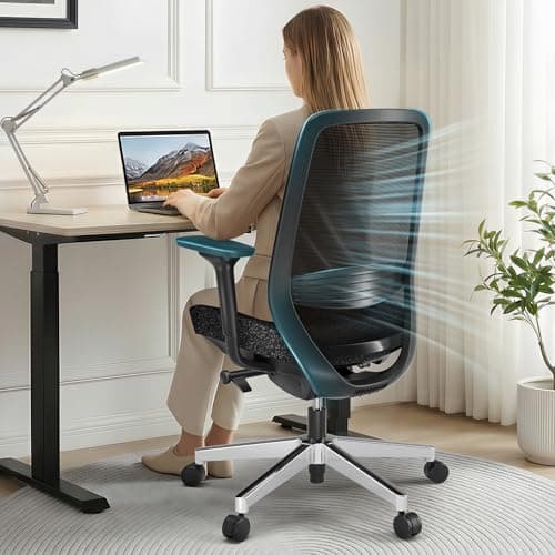 ErgoSift Ergonomic Office Chair with Adjustable Seat Depth, 4D Armrests | Lumbar Support, Extra-Thick Padded Seat, Breathable Mesh Back, 126° Recline, 330 lb Capacity, Black