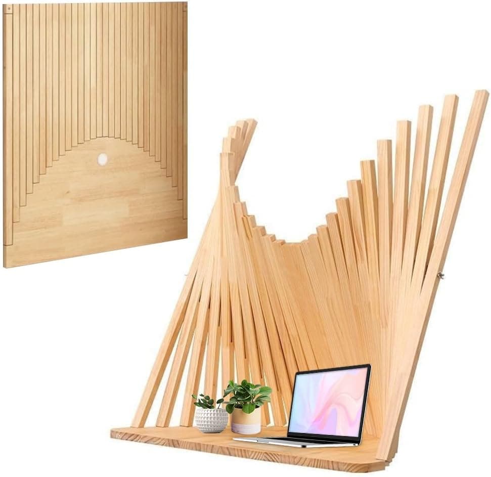 Wall Mounted Drop-Leaf Table Floating Laptop Desk, Fold Down Wood Wall Desk