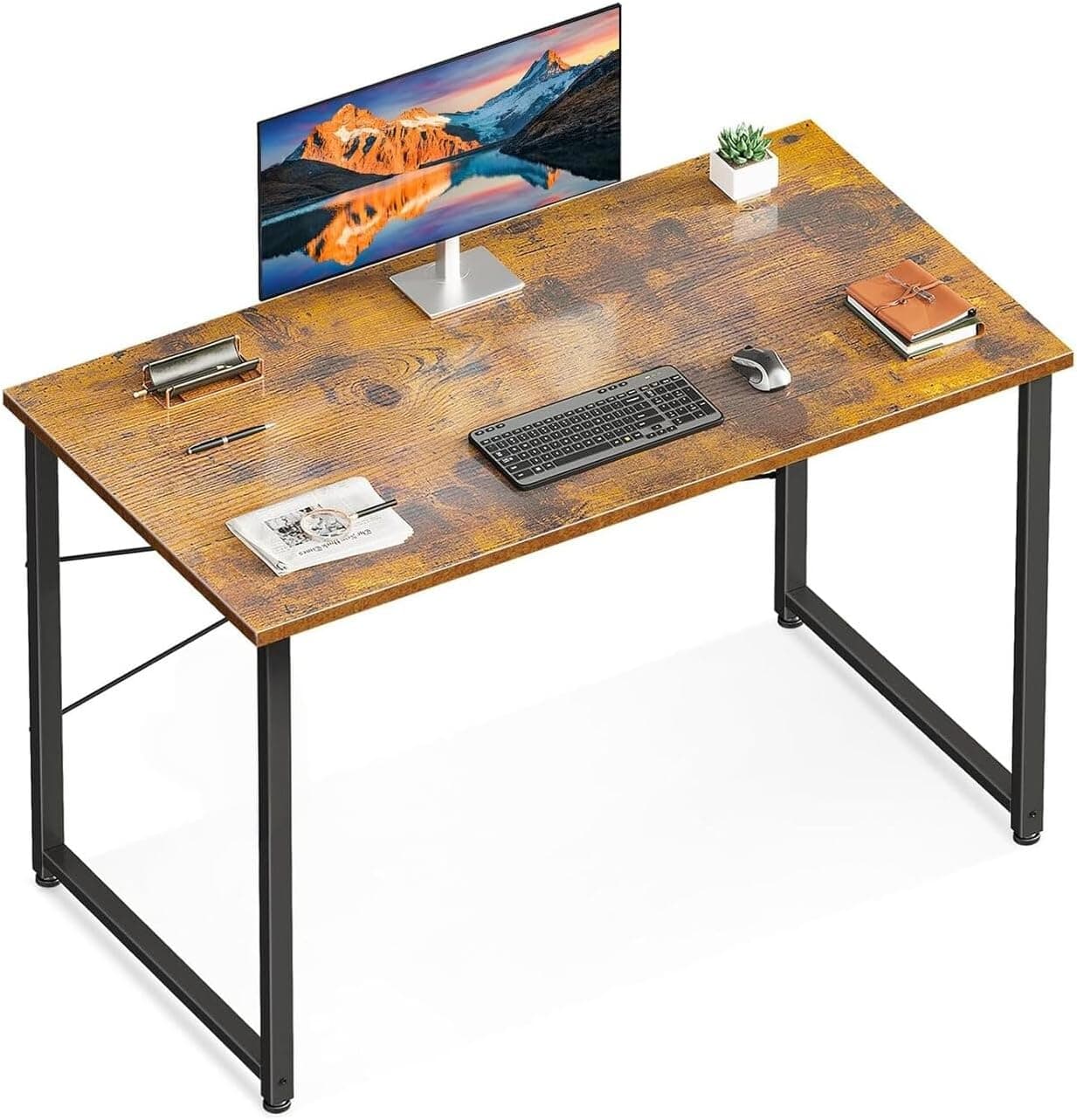 Casaottima 40 Inch Small Computer Desk with Headphone Hooks, Vintage